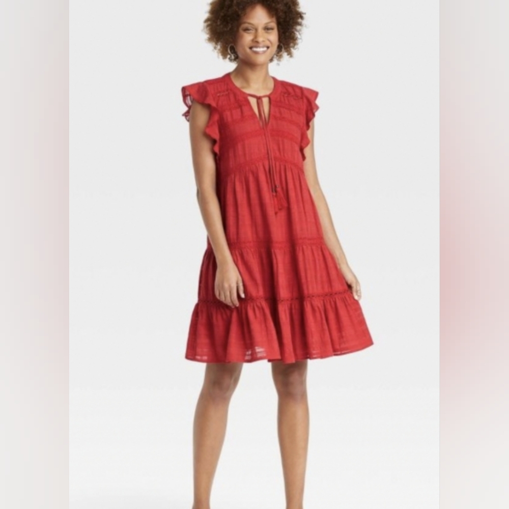 Knox Rose Vibrant Red Boho Top (cotton)